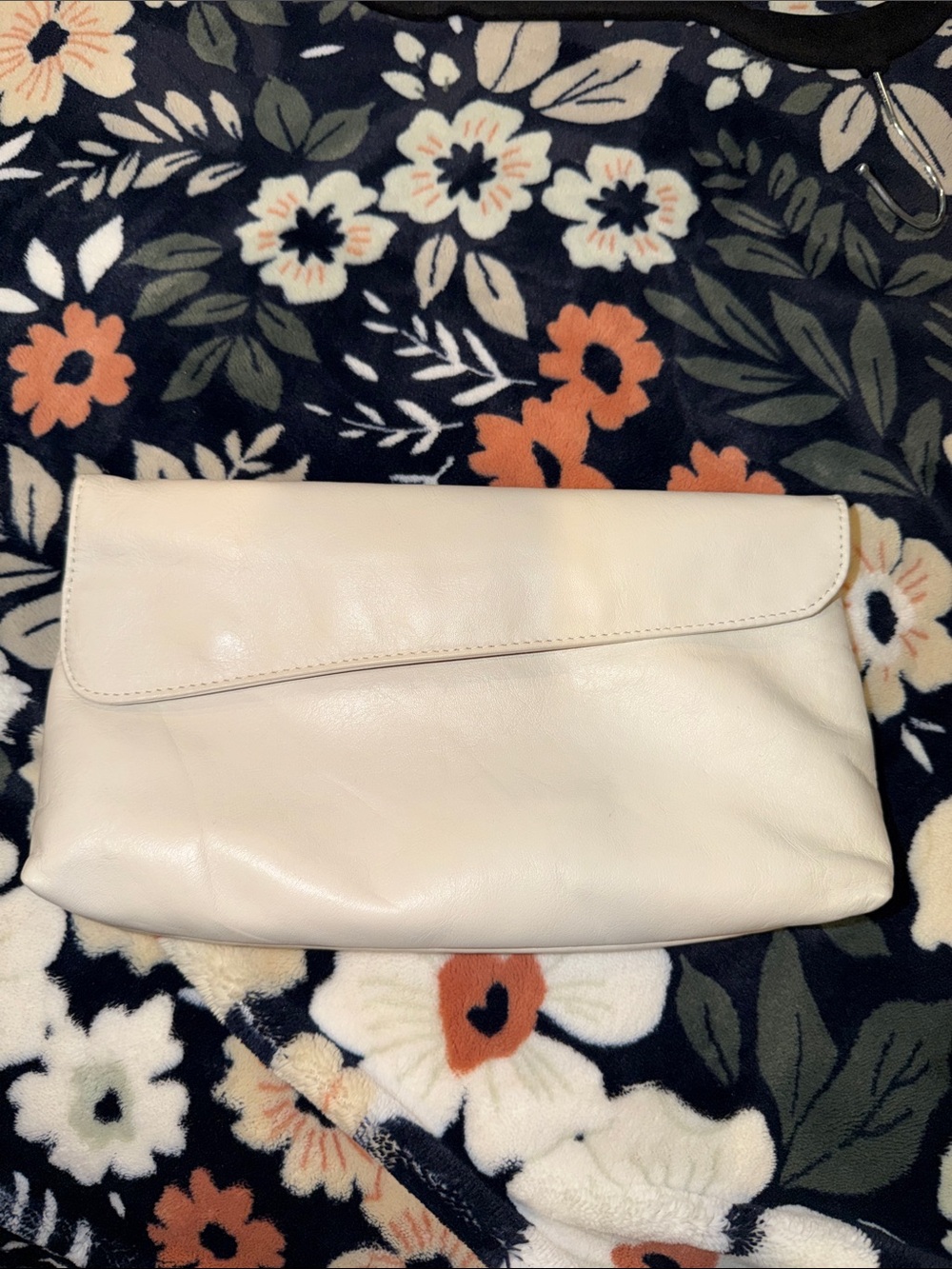 Cream Leather Fold-Over Clutch - Timeless Women's Wristlet